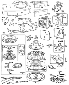 Flywheel Assembly Diagram and Parts List for 104700-104799 0101 - 0101 Briggs and Stratton Engine